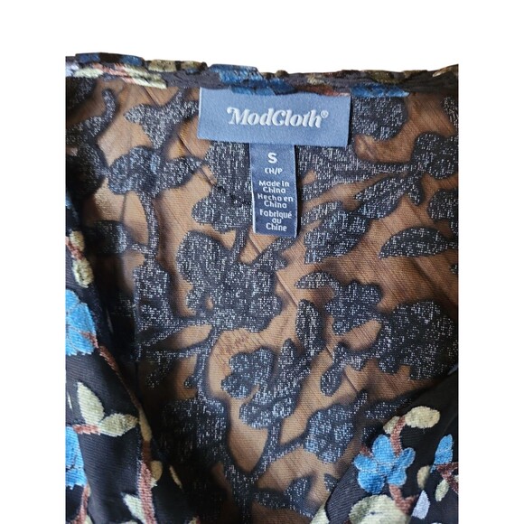 Modcloth Mini Dress Womens Small Whimsigoth Forest Fairy Velvet Flocked Wedding - Picture 6 of 9